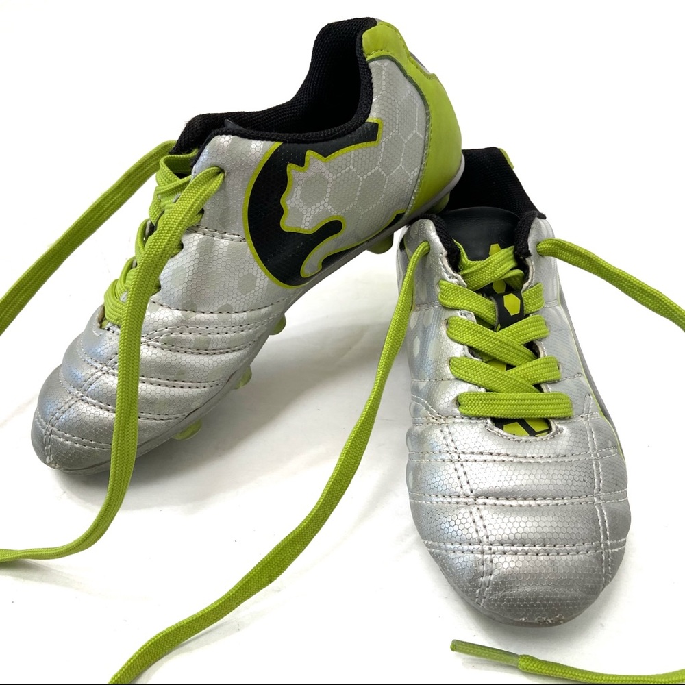 PUMA PROCAT SILVER NEON GREEN SOCCER SHOES CLEATS